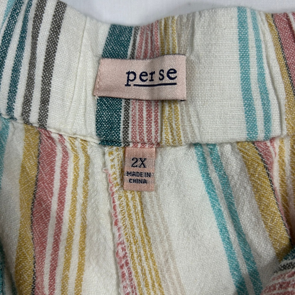 Perse Multi-Striped Linen Blend Crop Pants Size 2X - Picture 5 of 8
